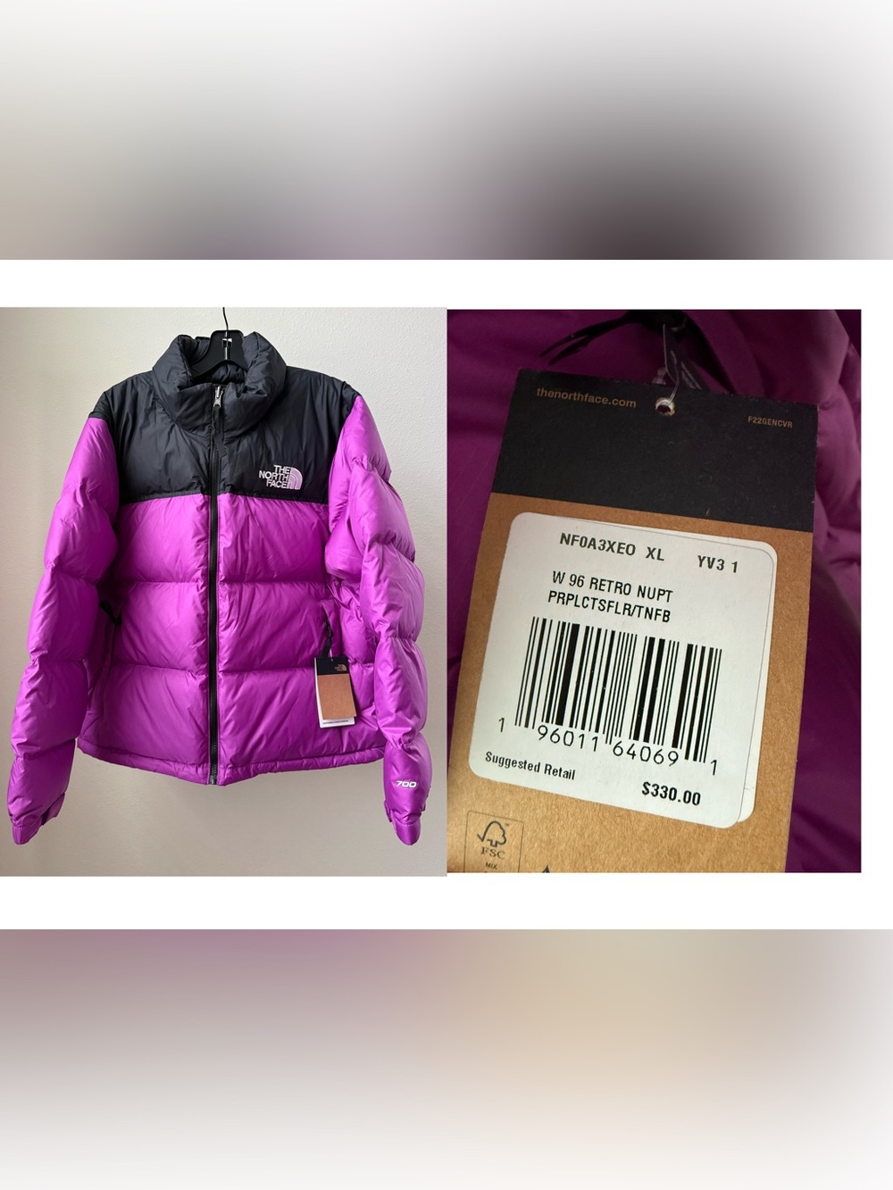 The North Face Women Retro Nuptse 700 down Jacket - Purple & Black